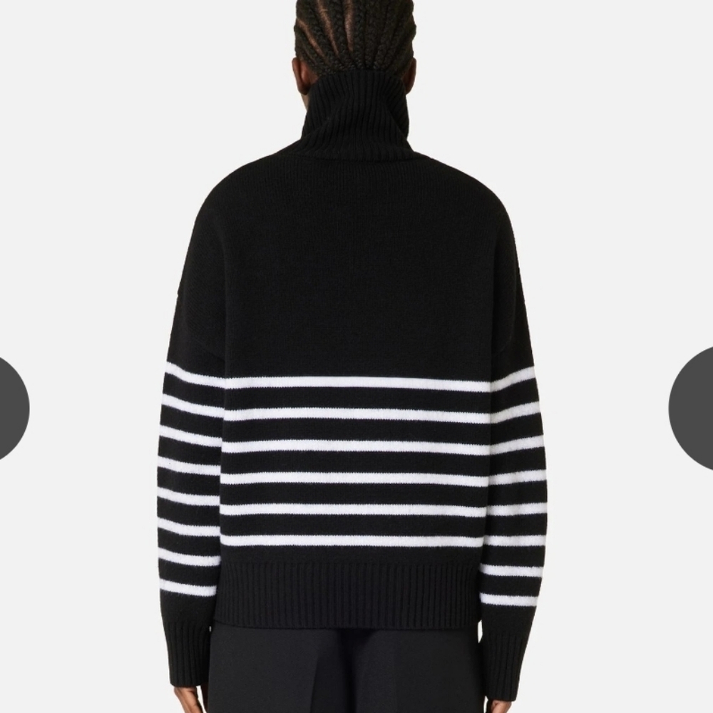 Ami De Coeur Striped Oversize Funnel Neck Sweater - Picture 3 of 9